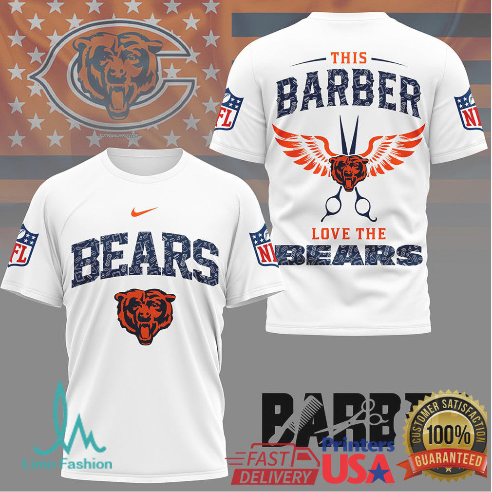 Chicago Bears Barber Graphic T Shirt This Barber Loves The Bears - Limotees LLC
