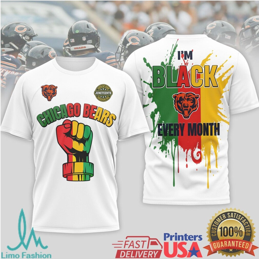 Chicago Bears Black History Month Juneteenth Fist T Shirt - Limotees LLC