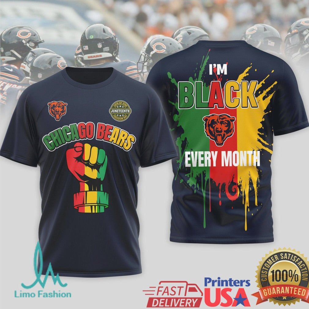 Chicago Bears Black History Month Juneteenth Fist T Shirt - Limotees LLC