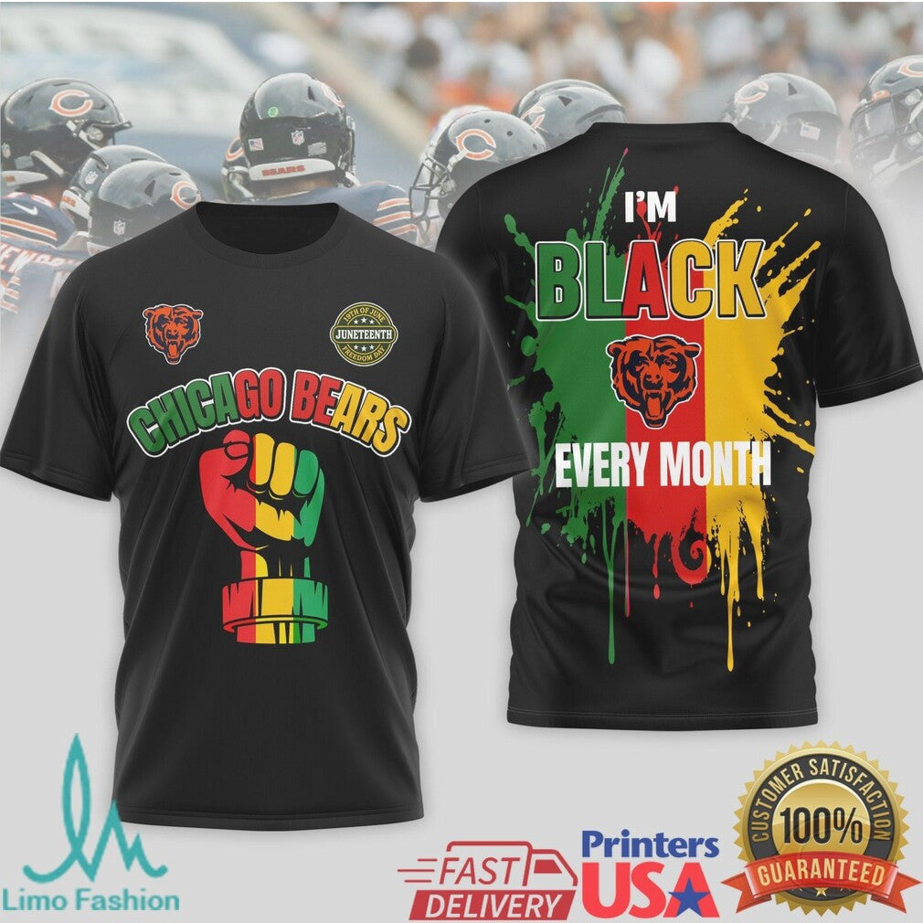 Chicago Bears Black History Month Juneteenth Fist T Shirt - Limotees LLC