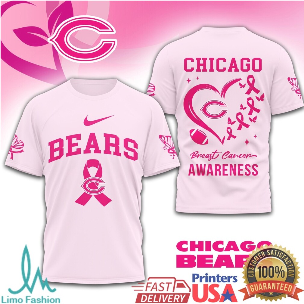 Chicago Bears Breast Cancer Awareness Pink Ribbon Football T Shirt - Limotees LLC