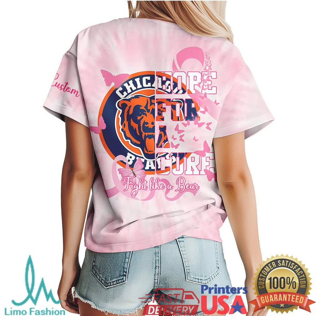 Chicago Bears Breast Cancer Awareness Pink Tie Dye Hope For A Cure T Shirt - Limotees LLC