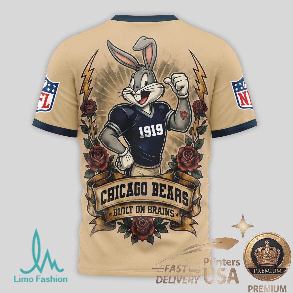 Chicago Bears Bugs Bunny Smart Heart Built On Brains T Shirt - Limotees LLC