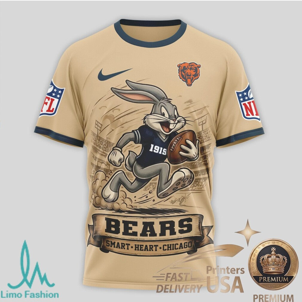 Chicago Bears Bugs Bunny Smart Heart Built On Brains T Shirt - Limotees LLC
