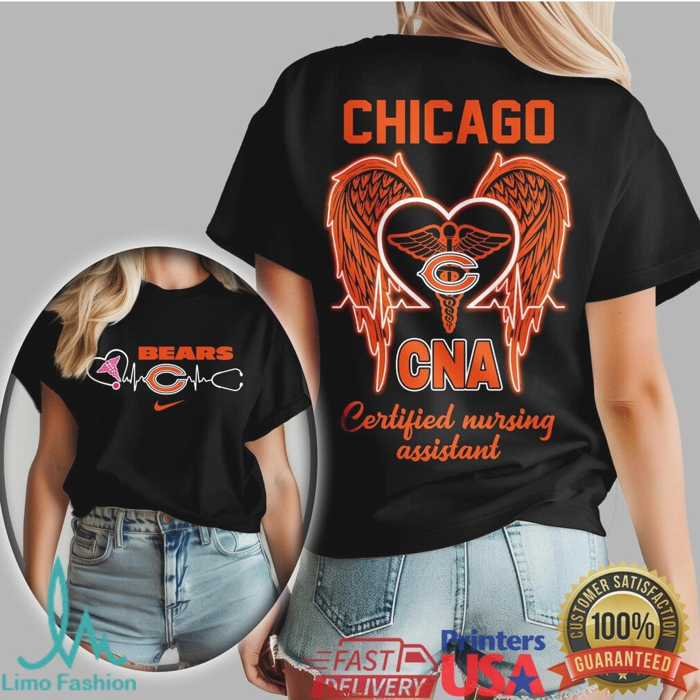 Chicago Bears CNA Heartbeat Graphic T Shirt Nursing Assistant Game Day - Limotees LLC