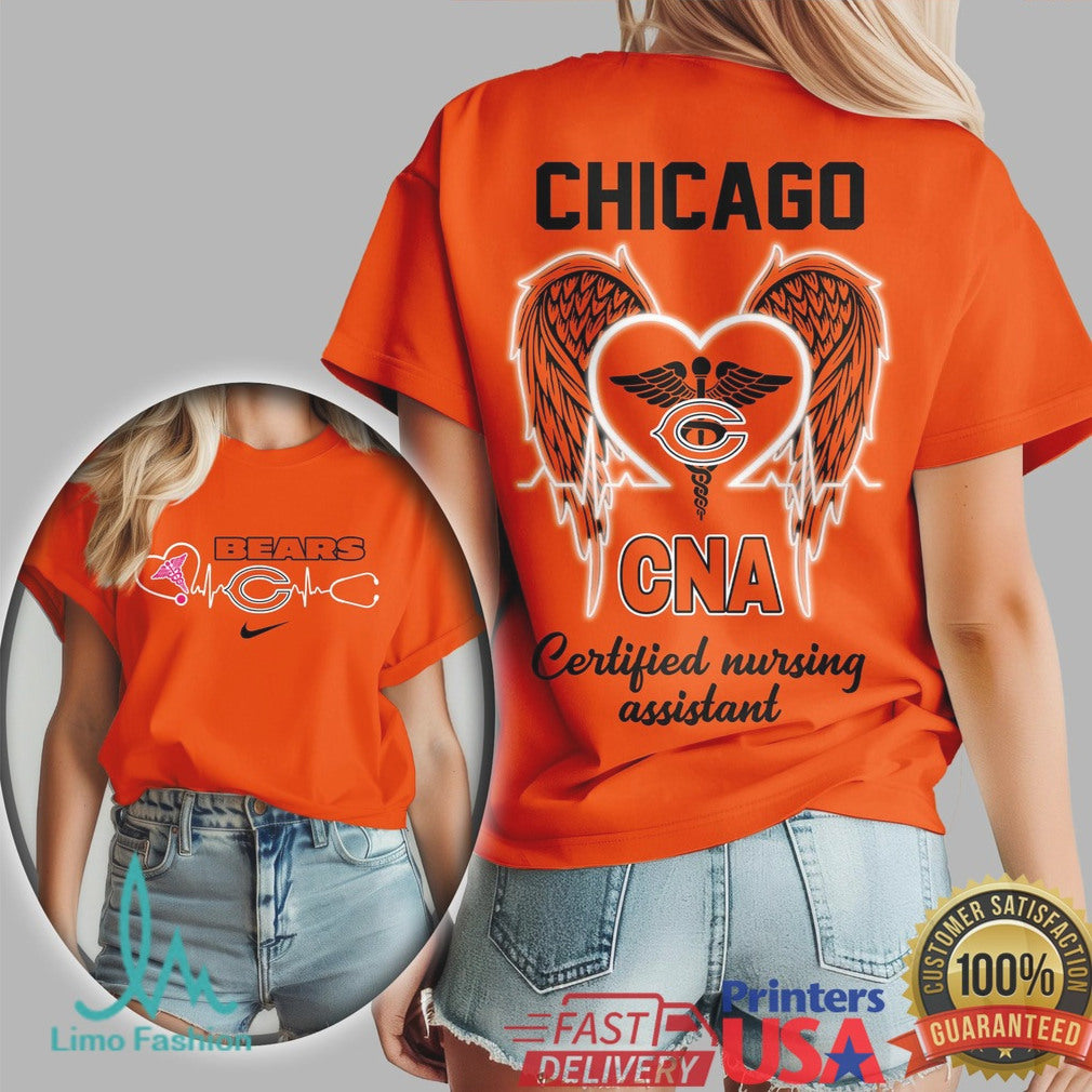 Chicago Bears CNA Heartbeat Graphic T Shirt Nursing Assistant Game Day - Limotees LLC