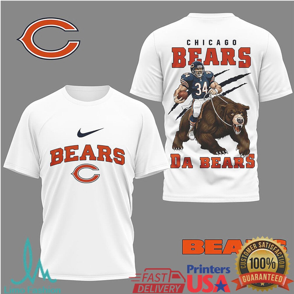 Chicago Bears “Da Bears” Grizzly Rider Vintage Graphic T Shirt - Limotees LLC