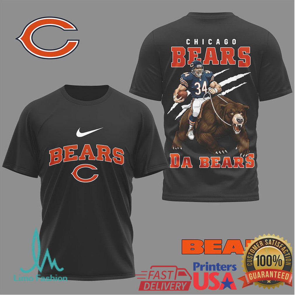 Chicago Bears “Da Bears” Grizzly Rider Vintage Graphic T Shirt - Limotees LLC
