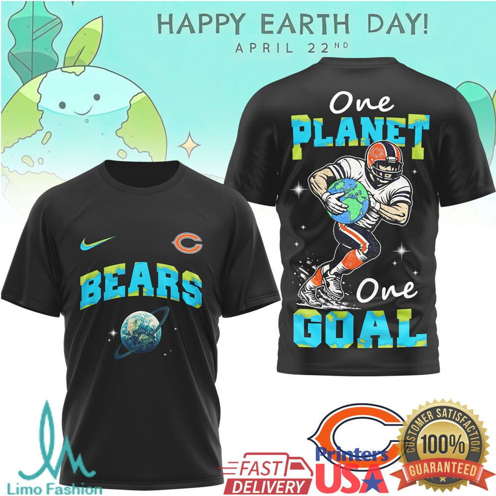 Chicago Bears Earth Day One Planet One Goal Football T Shirt - Limotees LLC
