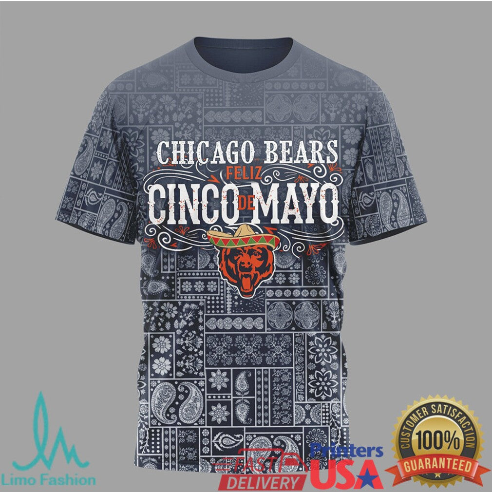 Chicago Bears Feliz Cinco De Mayo T Shirt Mexican Pattern Gameday Football T Shirt