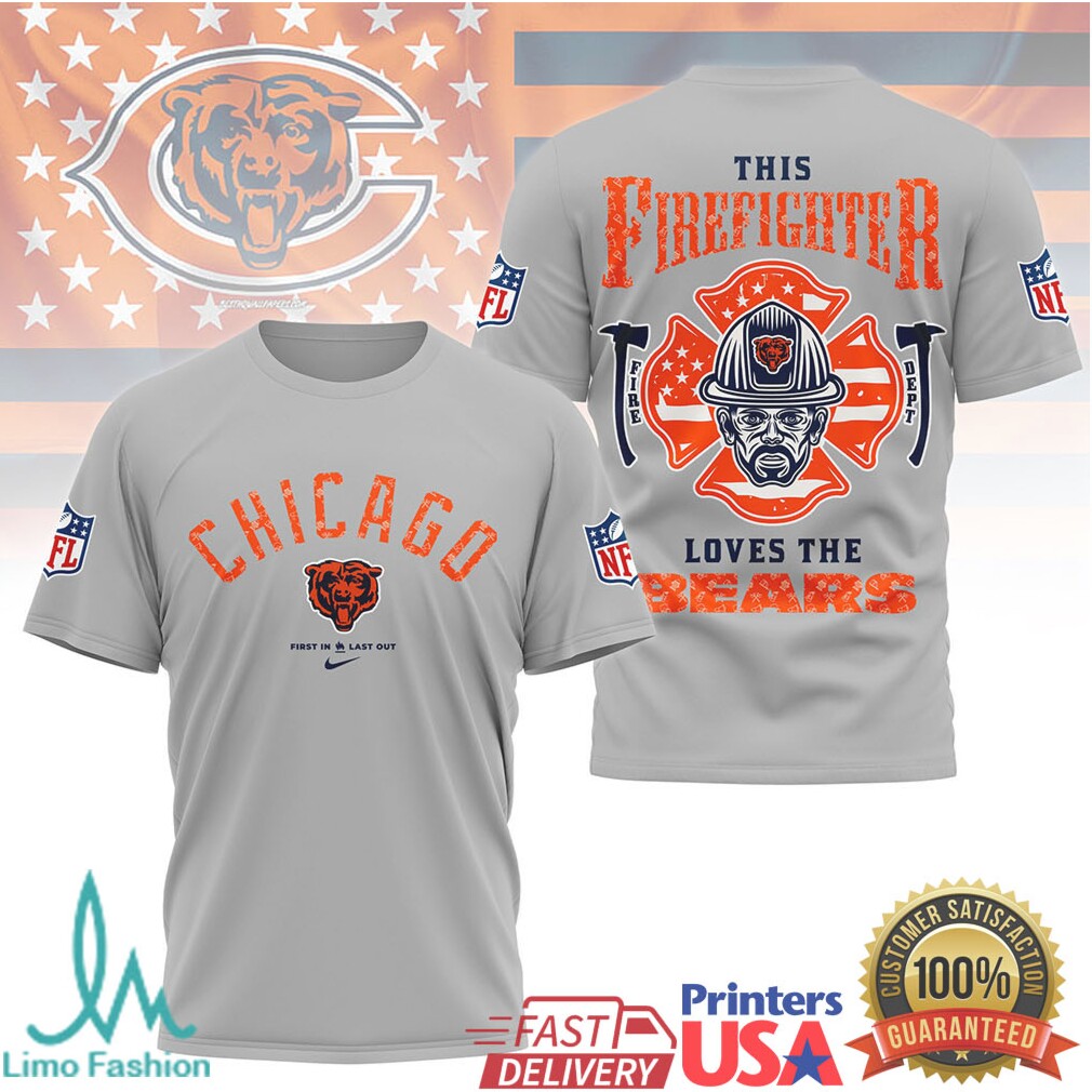 Chicago Bears Firefighter Duty & Pride Nfl Logo Graphic Tee - Limotees LLC