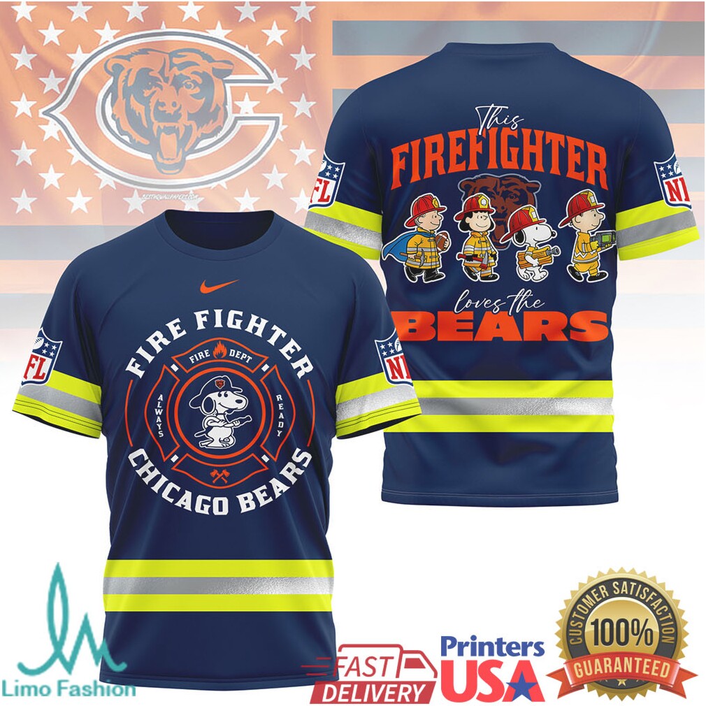 Chicago Bears Firefighter Snoopy and Charlie Brown NFL T Shirt - Limotees LLC
