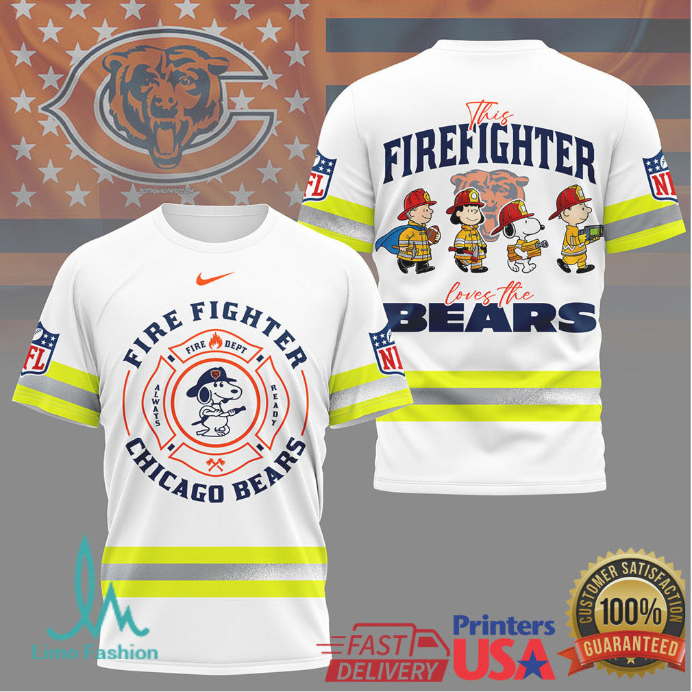 Chicago Bears Firefighter Snoopy and Charlie Brown NFL T Shirt - Limotees LLC