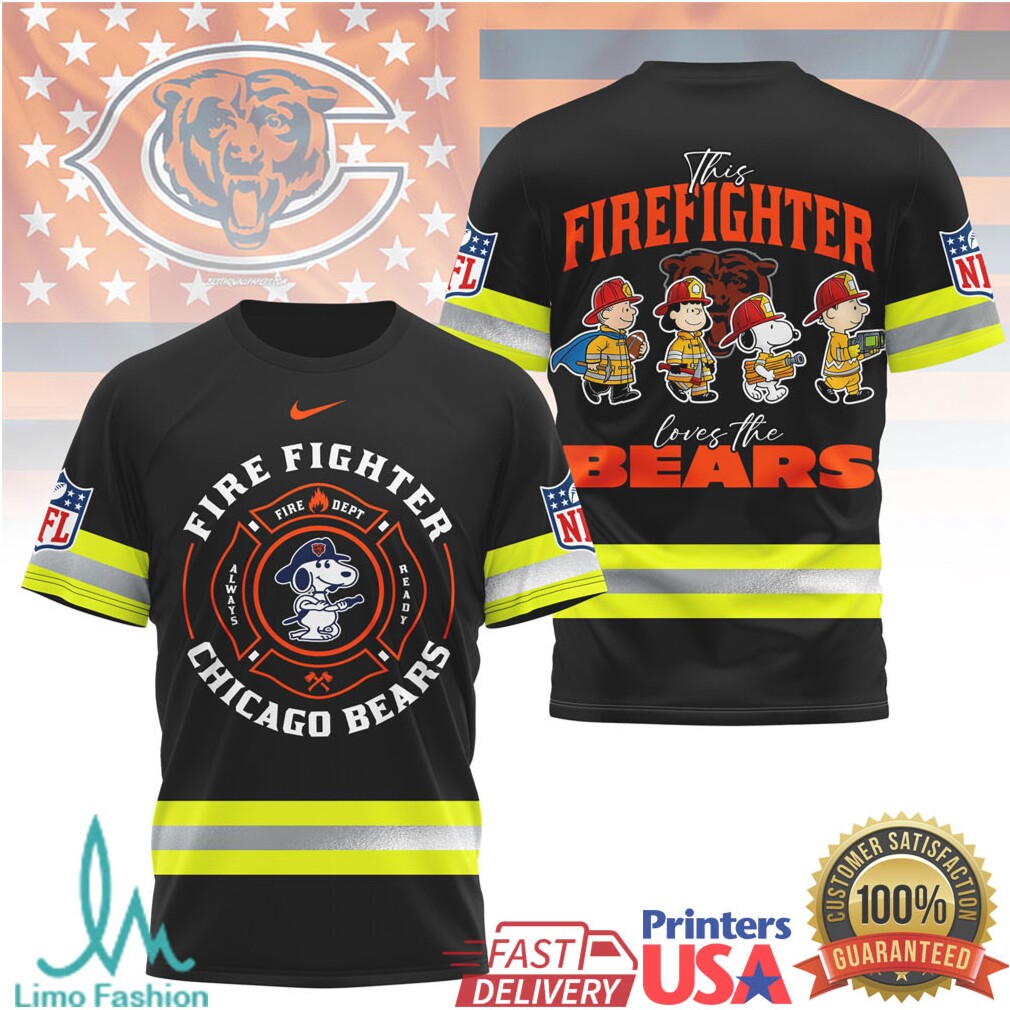 Chicago Bears Firefighter Snoopy and Charlie Brown NFL T Shirt - Limotees LLC