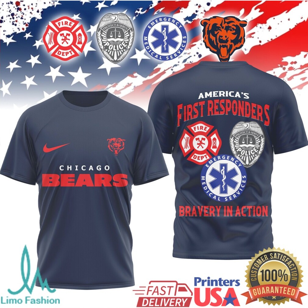 Chicago Bears First Responders Bravery in Action Men's T Shirt - Limotees LLC