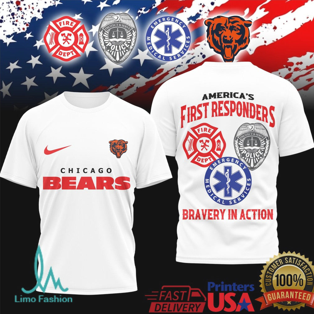 Chicago Bears First Responders Bravery in Action Men's T Shirt - Limotees LLC