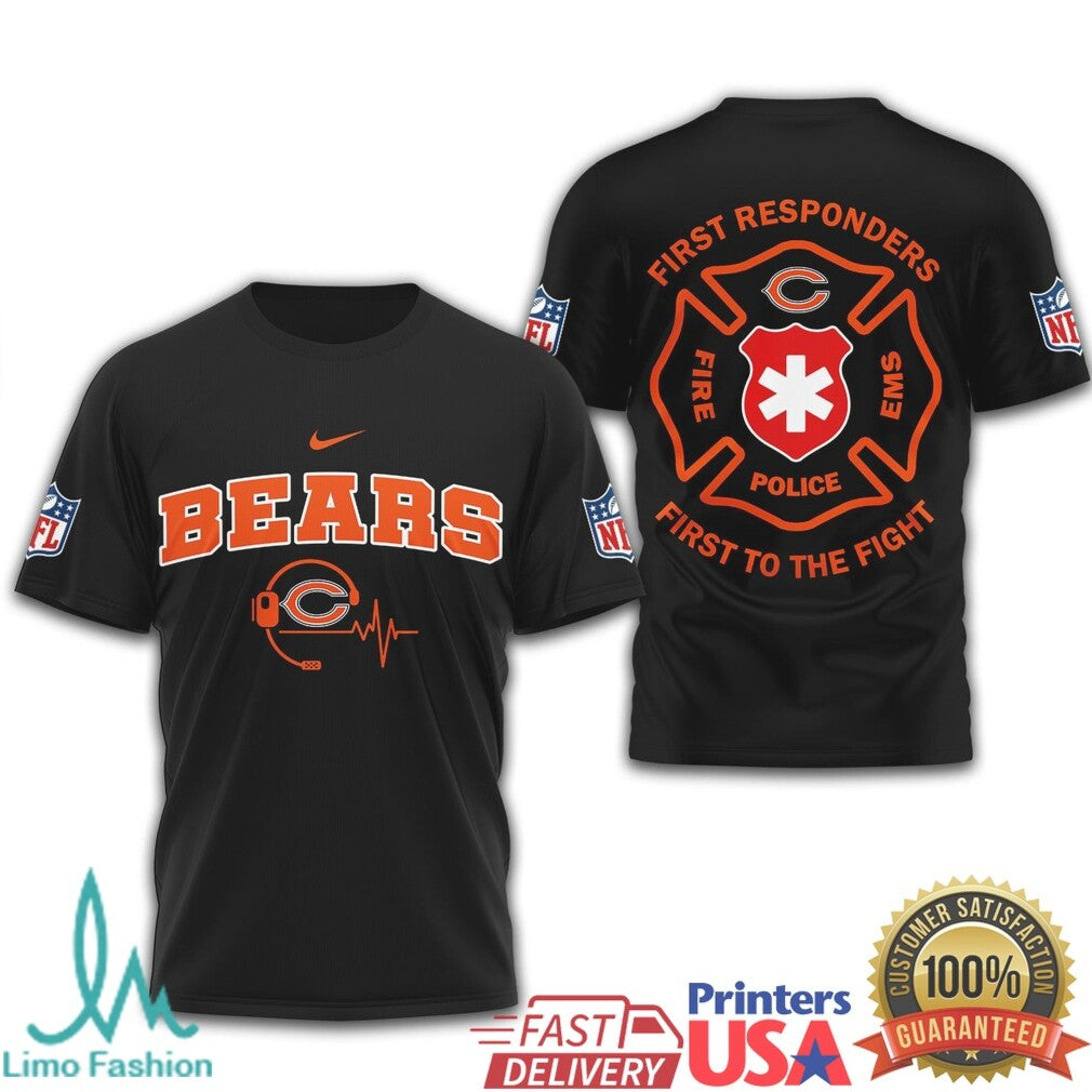 Chicago Bears First Responders Fire Police EMS T Shirt - Limotees LLC