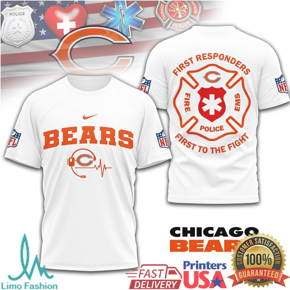 Chicago Bears First Responders Fire Police EMS T Shirt - Limotees LLC