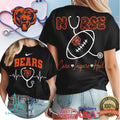 Chicago Bears Football Nurse Care Inspire Heal 2026 Vintage Women Fans Navy White Black T Shirt - Limotees LLC