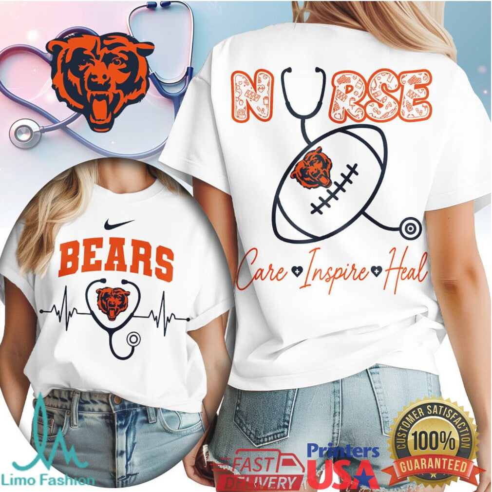 Chicago Bears Football Nurse Care Inspire Heal 2026 Vintage Women Fans Navy White Black T Shirt - Limotees LLC