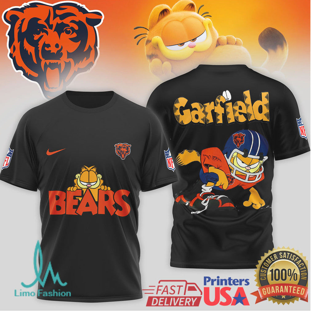 Chicago Bears Garfield Funny Cartoon Sports Graphic T Shirt - Limotees LLC