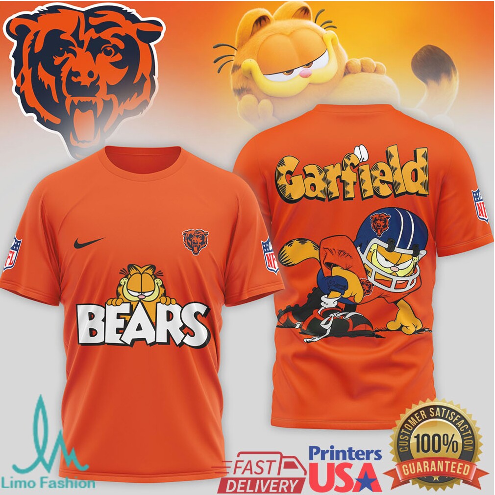 Chicago Bears Garfield Funny Cartoon Sports Graphic T Shirt - Limotees LLC