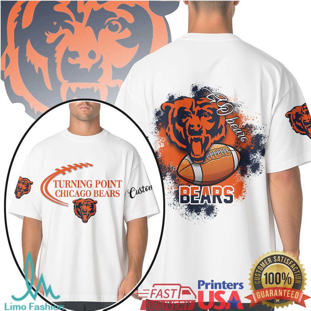 Chicago Bears Go Bears Custom Graphic Football White T Shirt - Limotees LLC