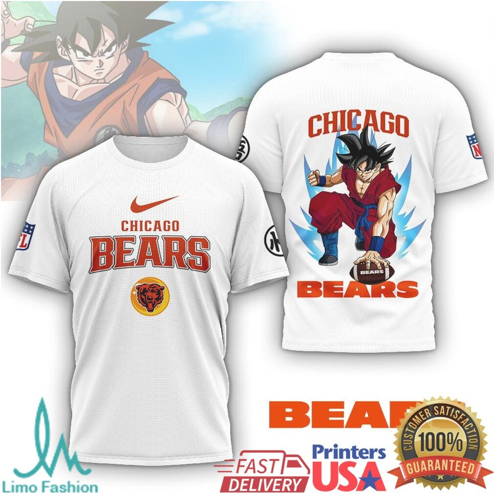 Chicago Bears Goku Anime Saiyan Power Sports T Shirt - Limotees LLC