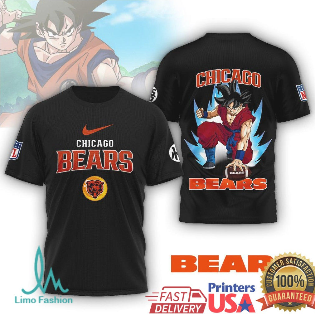 Chicago Bears Goku Anime Saiyan Power Sports T Shirt - Limotees LLC
