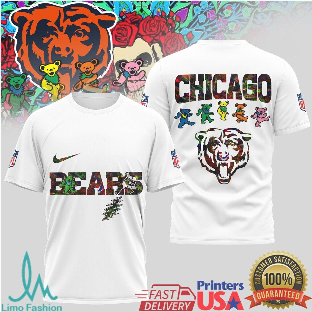 Chicago Bears Grateful Dead Dancing Bears Football T Shirt