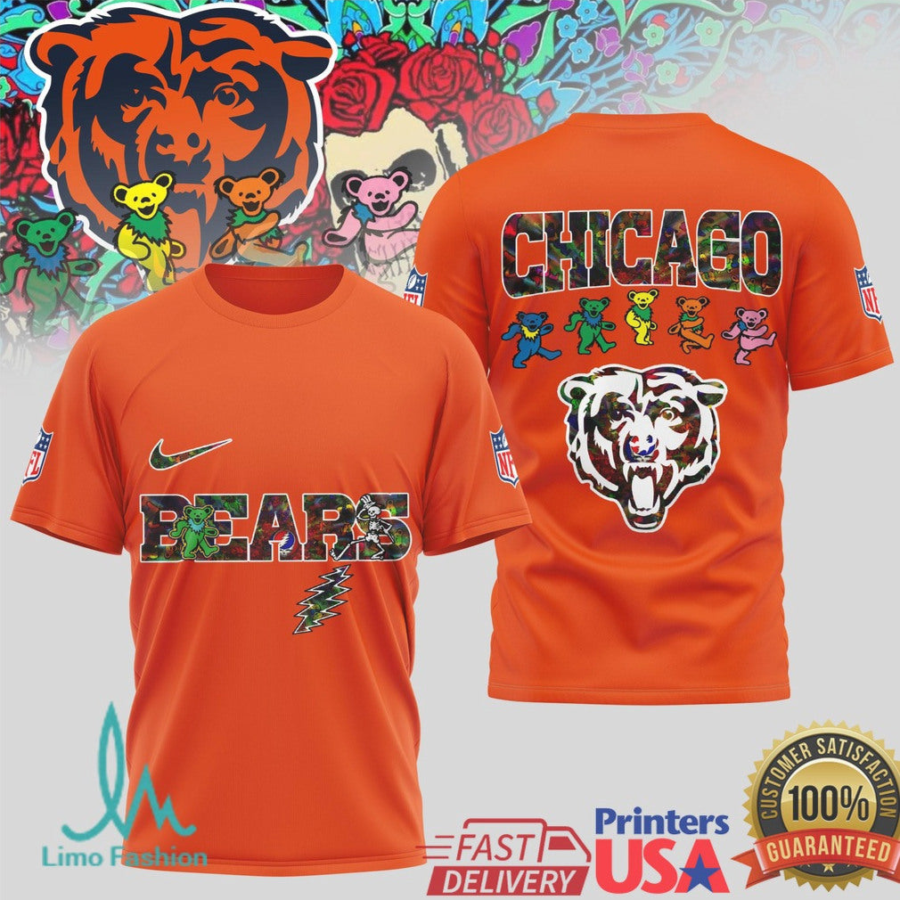 Chicago Bears Grateful Dead Dancing Bears Football T Shirt