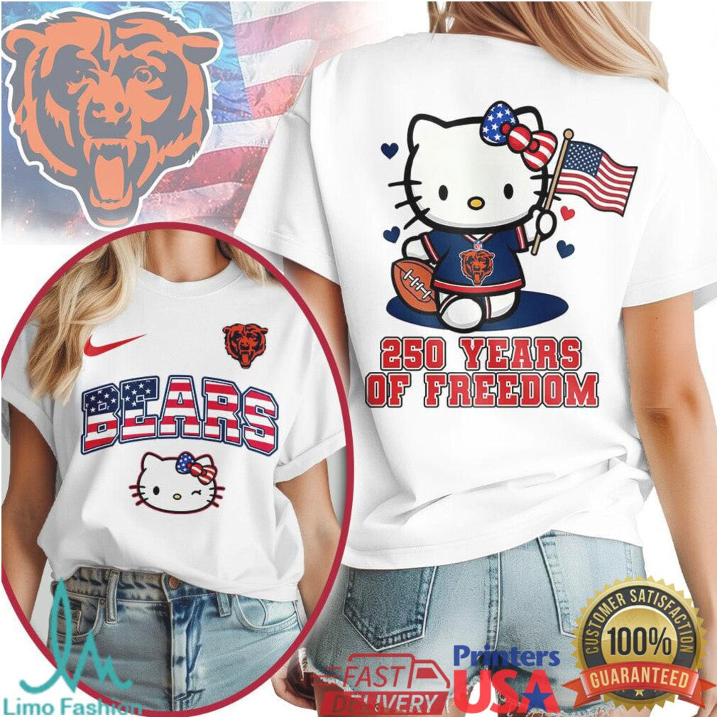 Chicago Bears Hello Kitty Patriotic 250 Years Of Freedom USA Flag Fan T Shirt - Limotees LLC