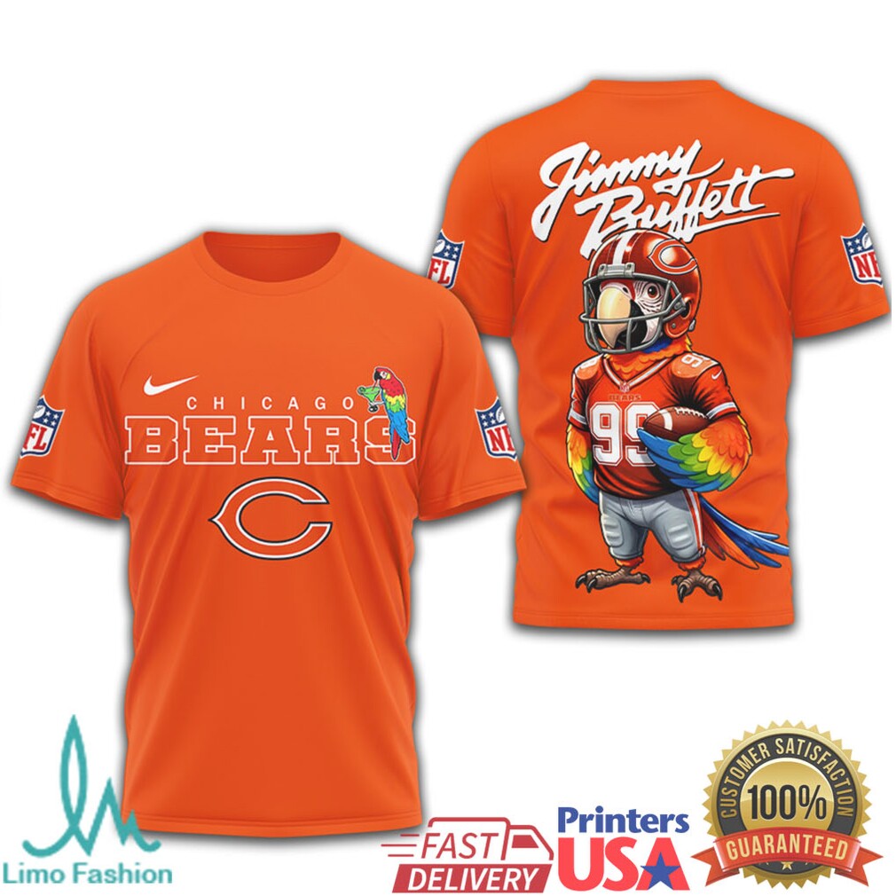 Chicago Bears Jimmy Buffett Parrot Head Helmet Design T Shirt - Limotees LLC