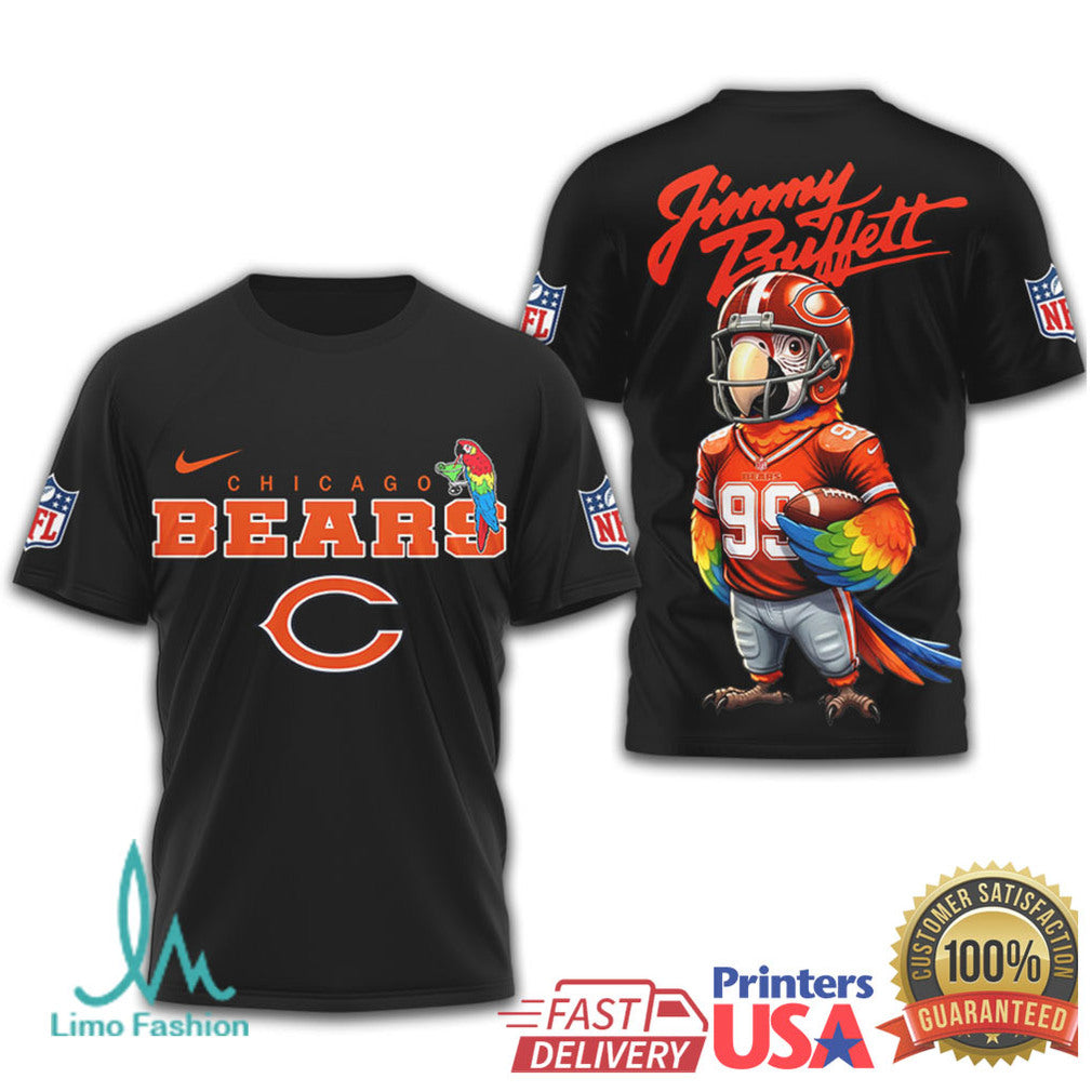 Chicago Bears Jimmy Buffett Parrot Head Helmet Design T Shirt - Limotees LLC