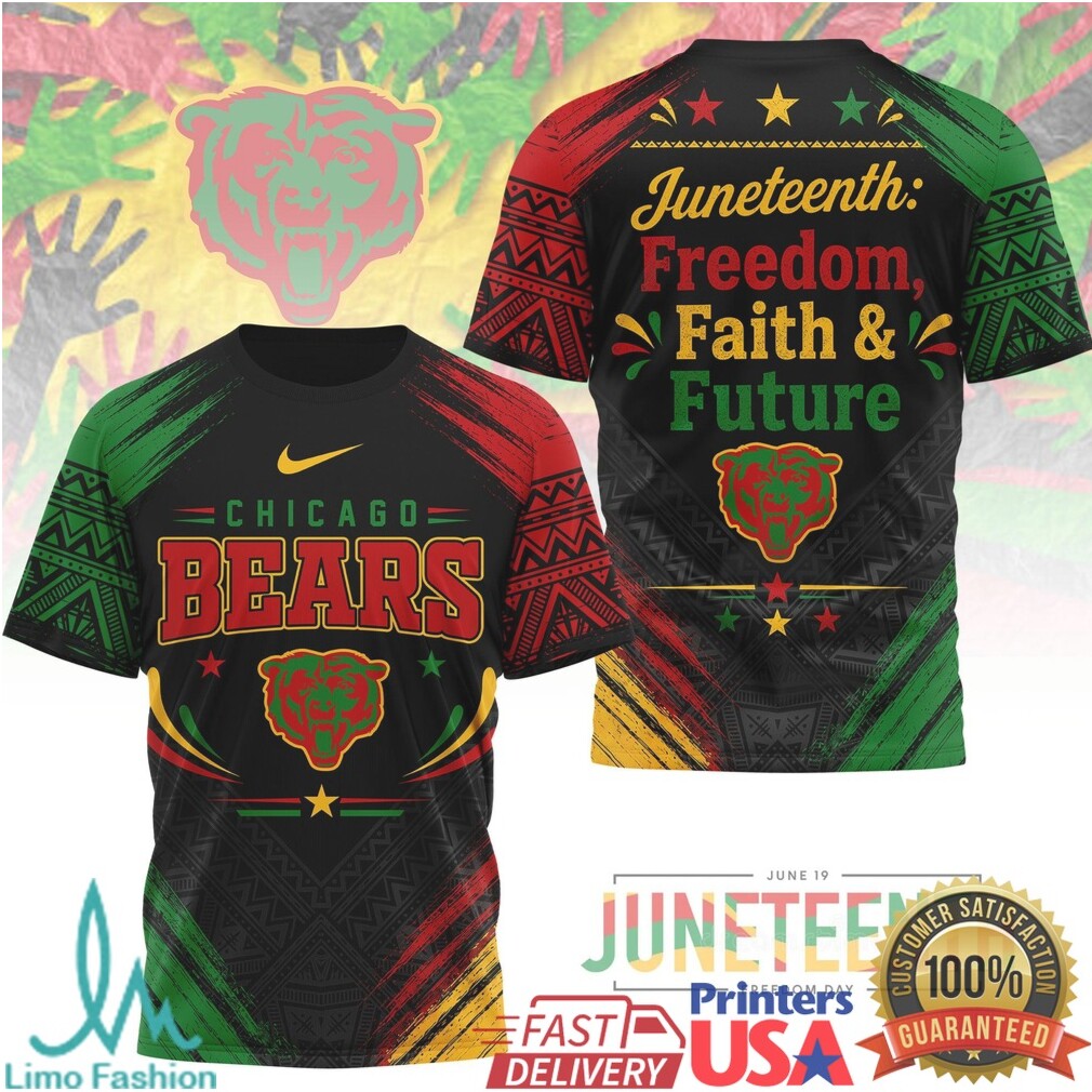Chicago Bears Juneteenth Freedom Faith Future Graphic T Shirt - Limotees LLC