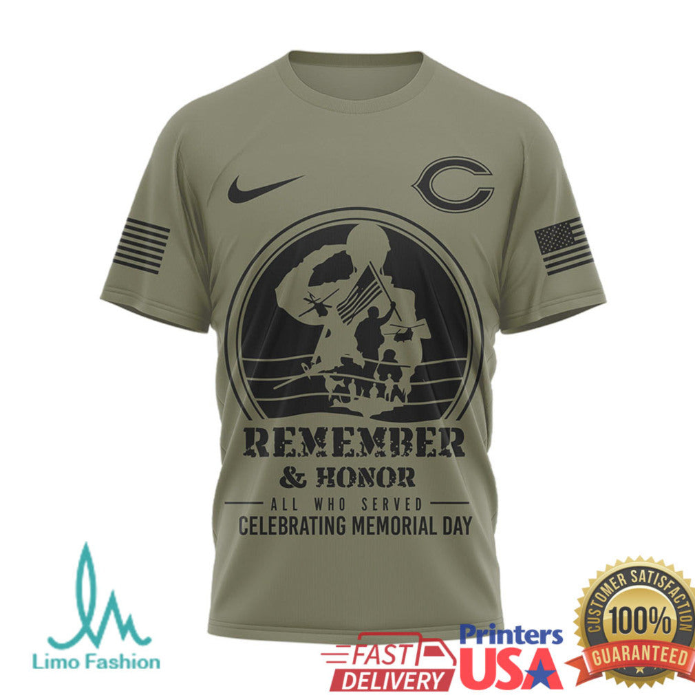 Chicago Bears Military Appreciation T Shirt Remember & Honor Memorial Day Salute to Service T Shirt - Limotees LLC
