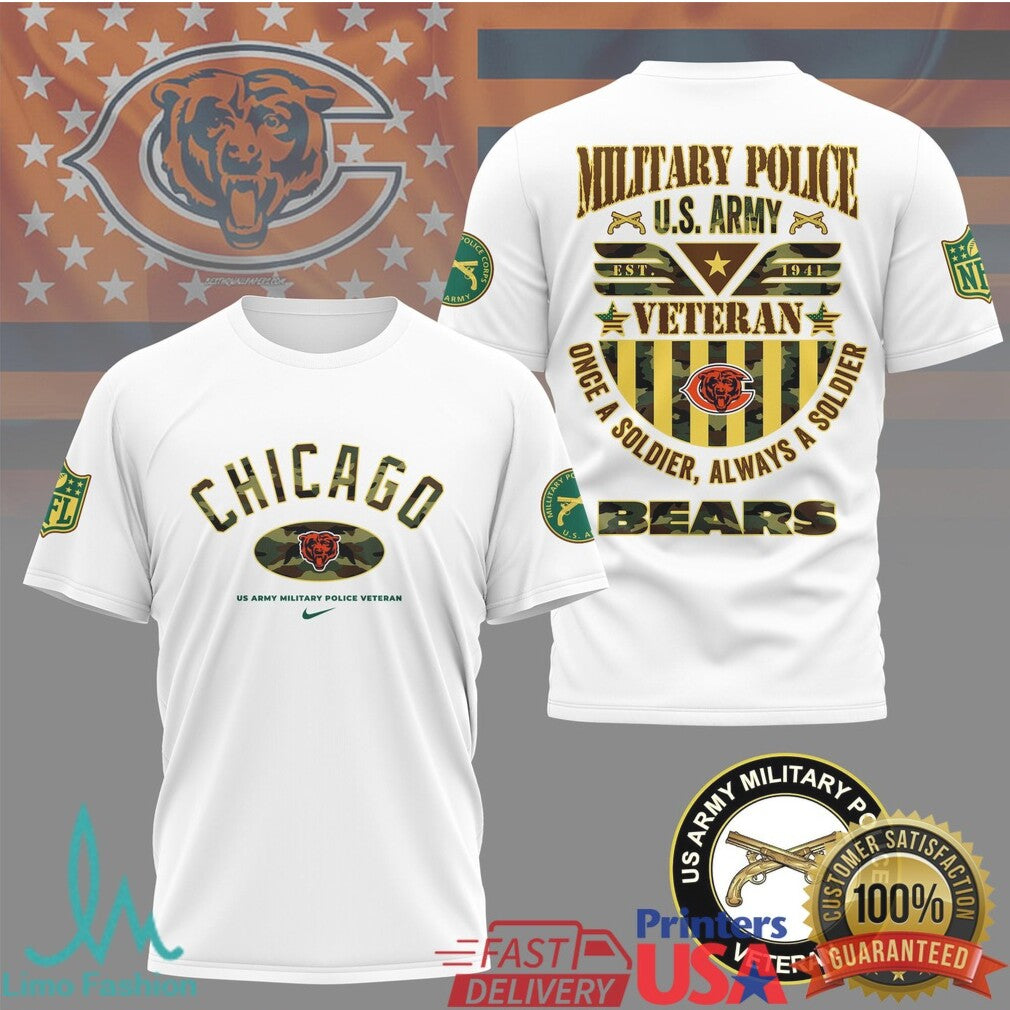 Chicago Bears Military Police U.S. Army Veteran T Shirt Soldier Field Veteran Fan T Shirt - Limotees LLC