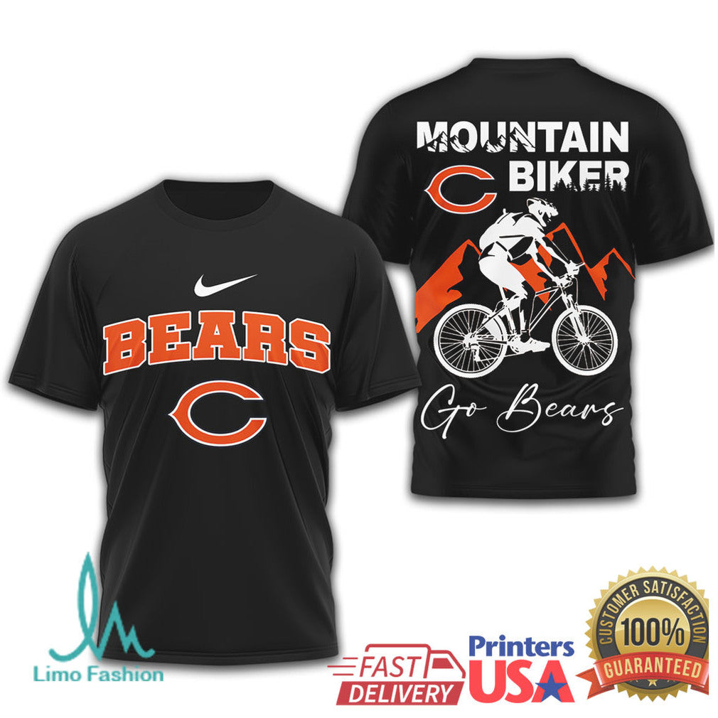 Chicago Bears Mountain Biker Sporty Graphic Tee Go Bears Apparel - Limotees LLC