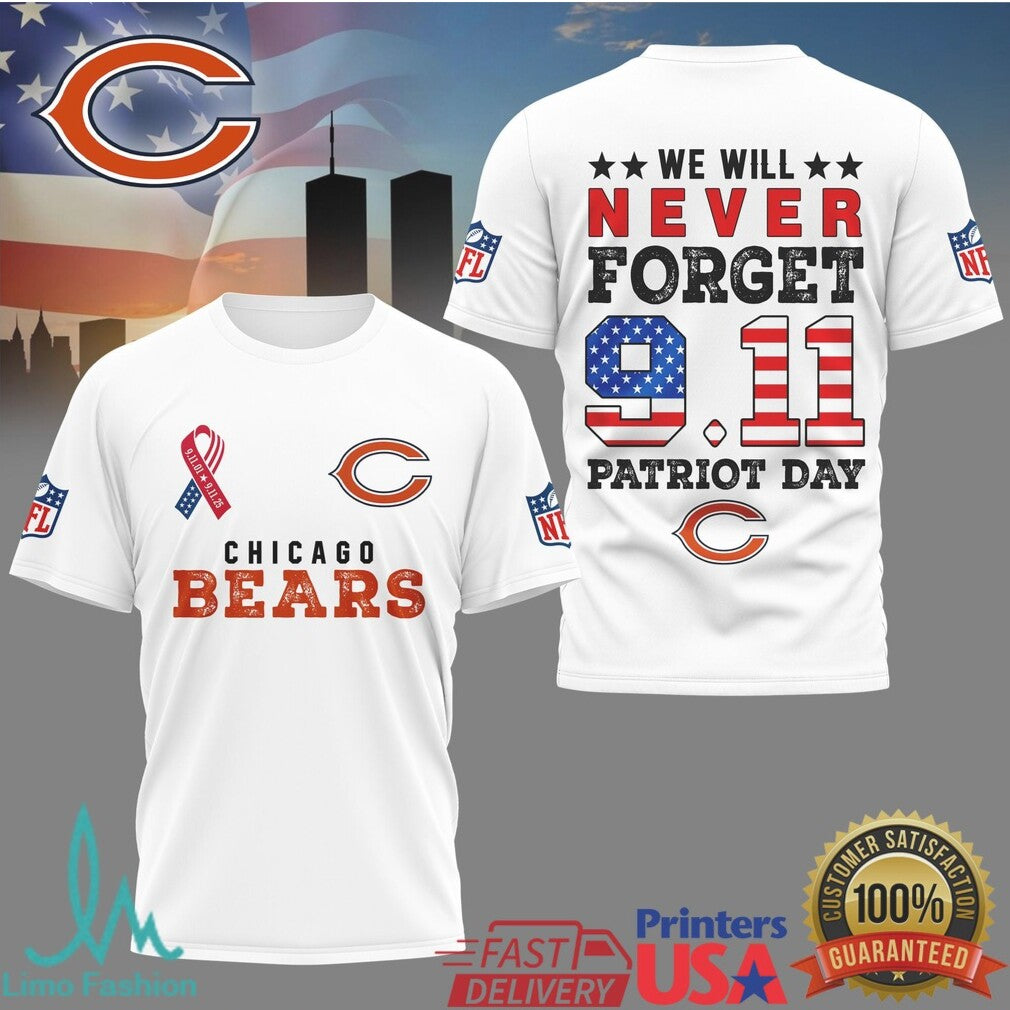 Chicago Bears NFL 9.11 Never Forget Patriot Day Tribute T Shirt - Limotees LLC
