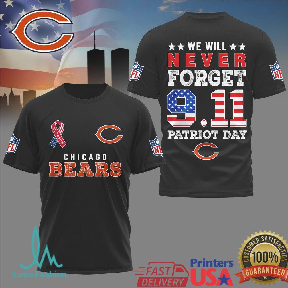 Chicago Bears NFL 9.11 Never Forget Patriot Day Tribute T Shirt - Limotees LLC