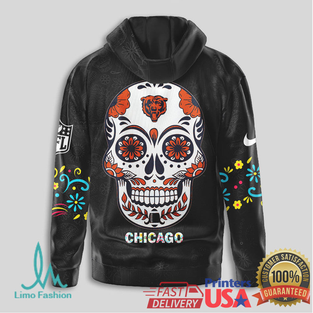 Chicago Bears NFL Sugar Skull Dia de los Muertos Graphic T Shirt - Limotees LLC