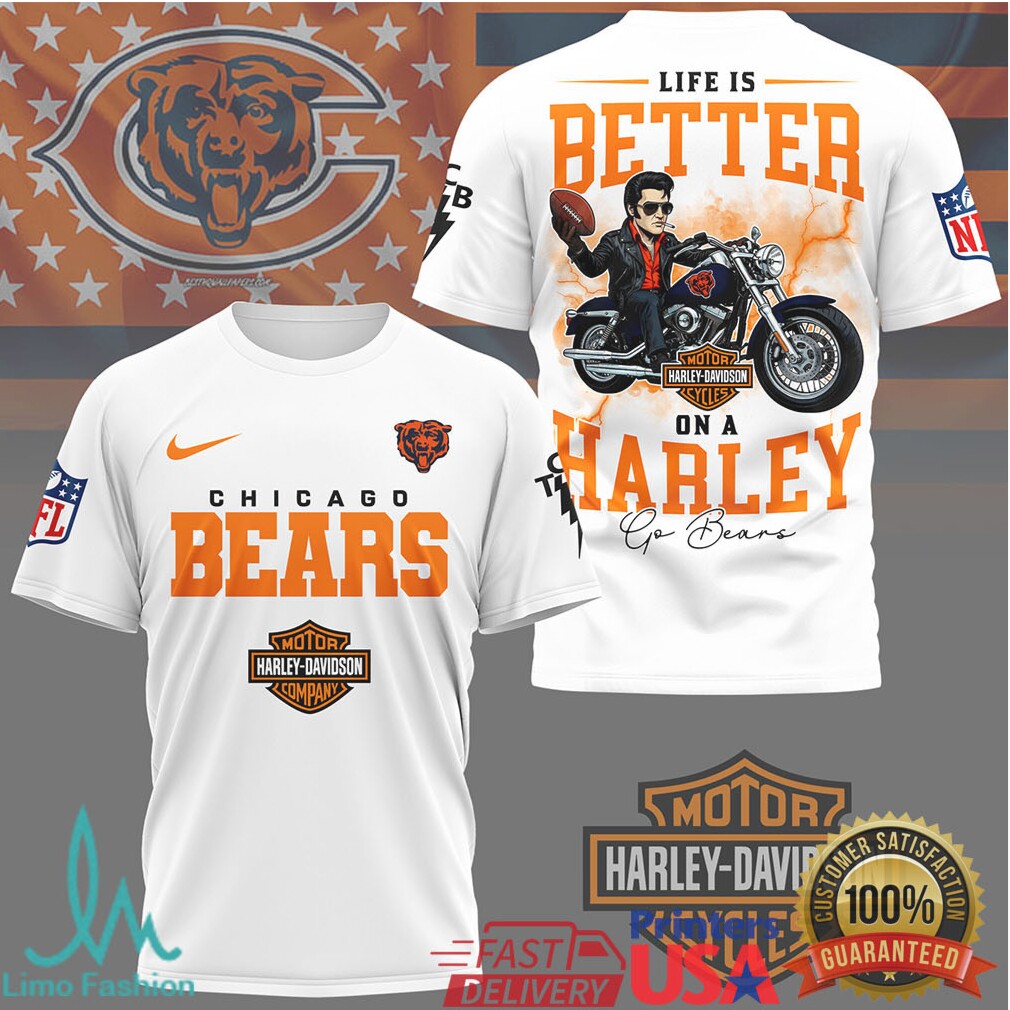 Chicago Bears NFL x Harley Davidson Life Is Better On A Harley T Shirt - Limotees LLC