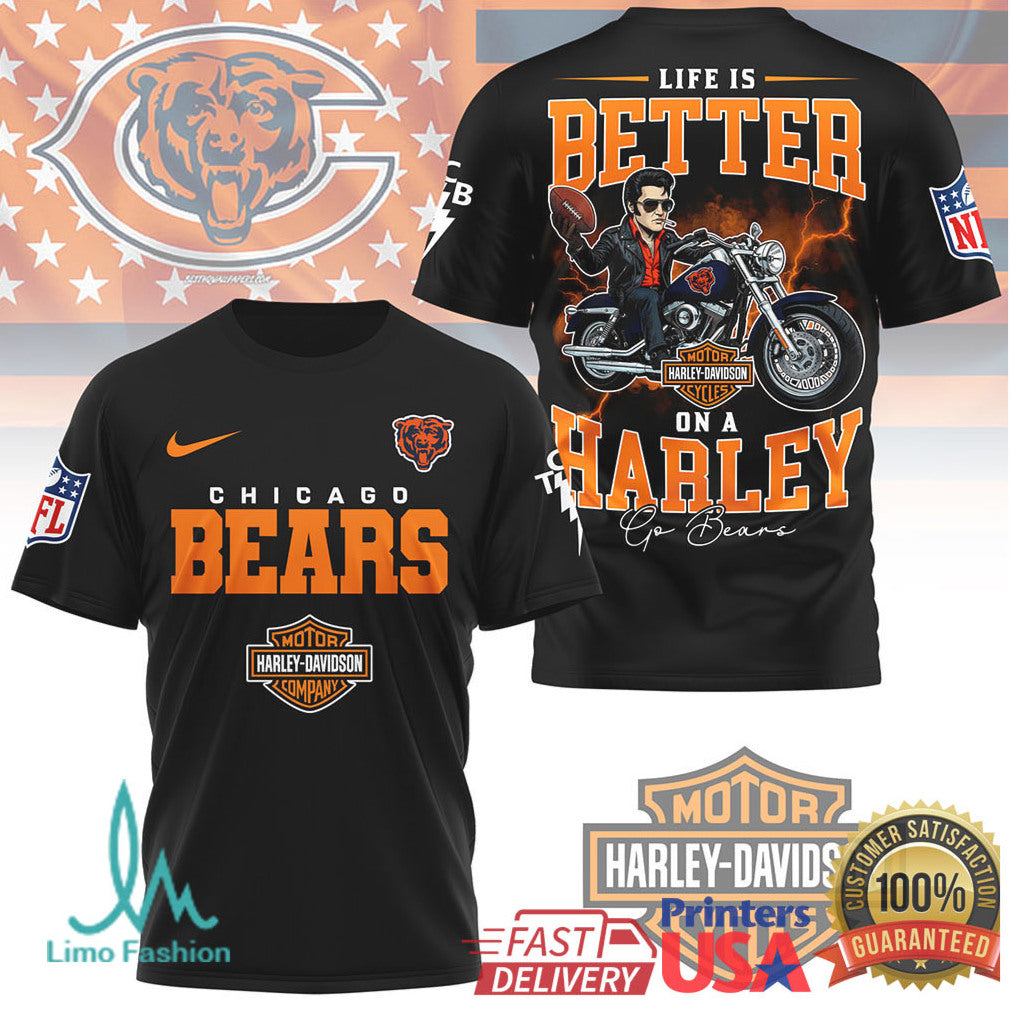 Chicago Bears NFL x Harley Davidson Life Is Better On A Harley T Shirt - Limotees LLC