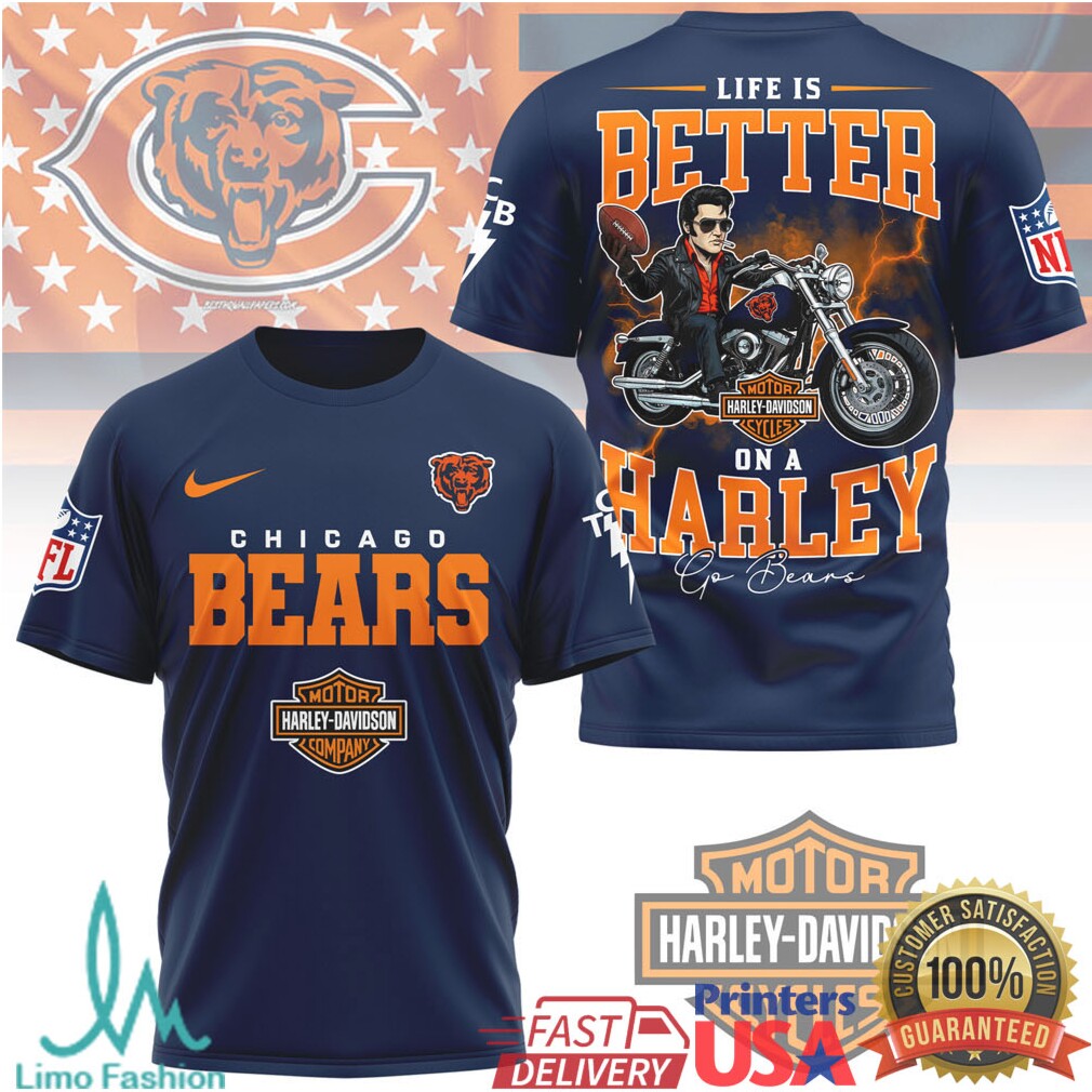 Chicago Bears NFL x Harley Davidson Life Is Better On A Harley T Shirt - Limotees LLC