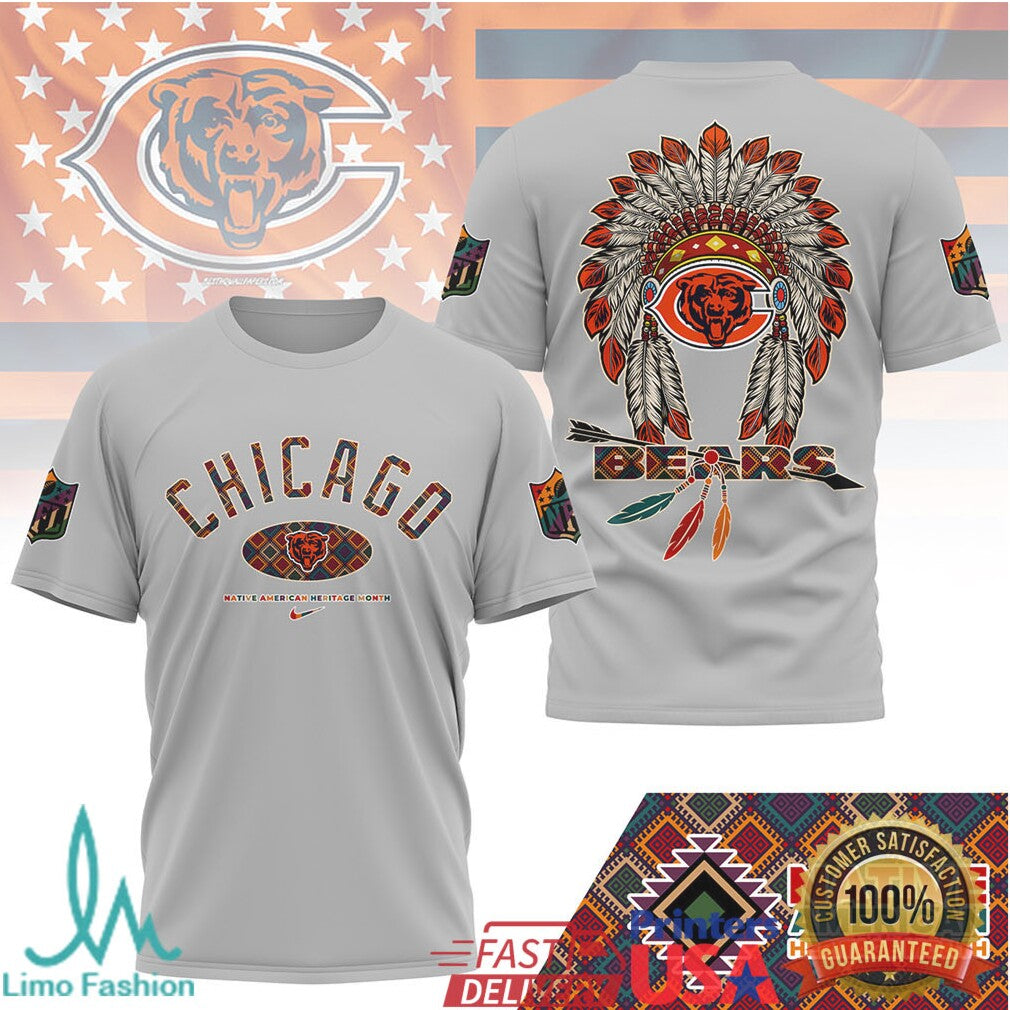 Chicago Bears Native American Heritage Month Headdress T Shirt - Limotees LLC