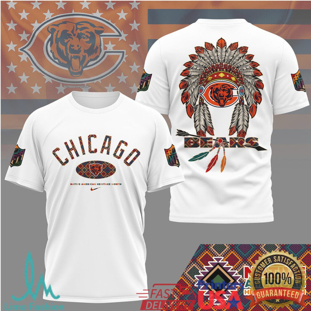 Chicago Bears Native American Heritage Month Headdress T Shirt - Limotees LLC