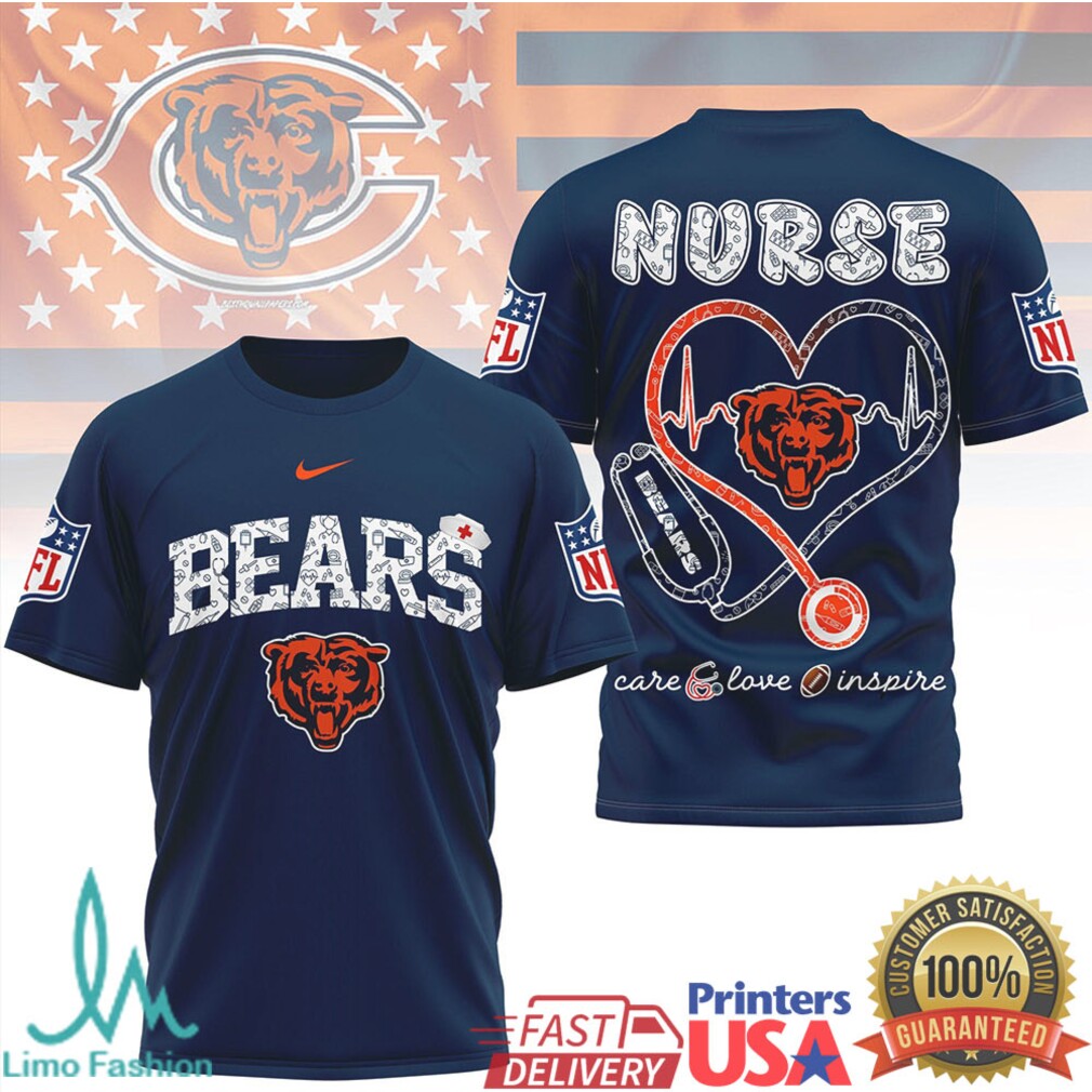Chicago Bears Nurse Life Heartbeat Stethoscope NFL T Shirt - Limotees LLC