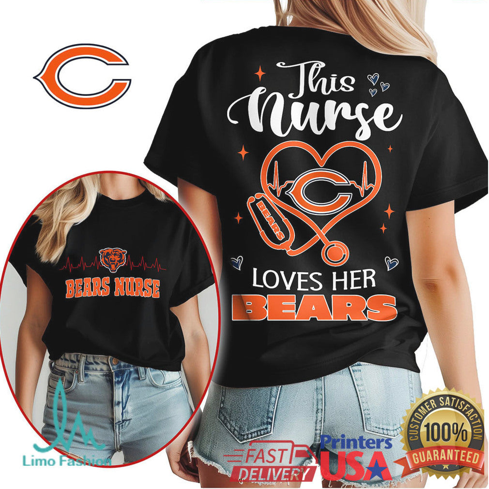 Chicago Bears Nurse Loves Her Bears T Shirt Design - Limotees LLC
