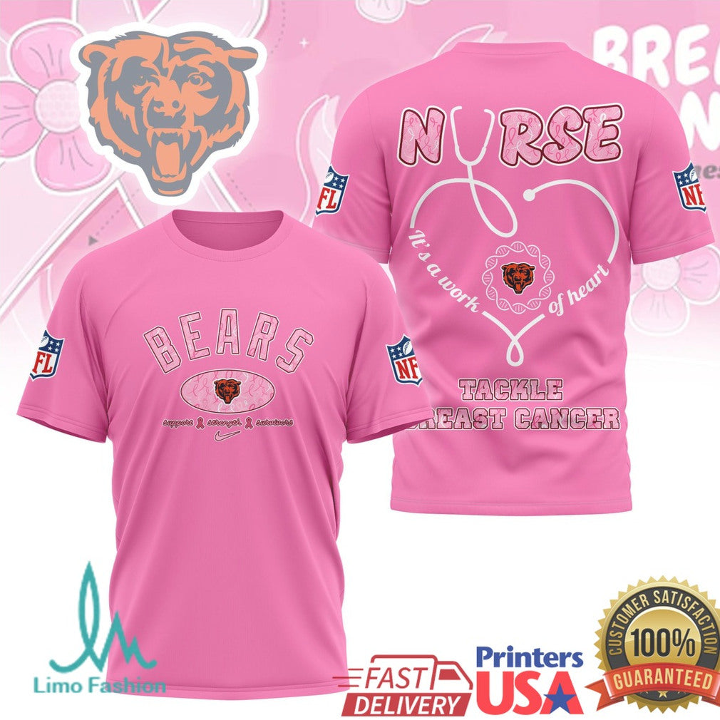 Chicago Bears Nurse Tackle Breast Cancer Awareness T Shirt - Limotees LLC