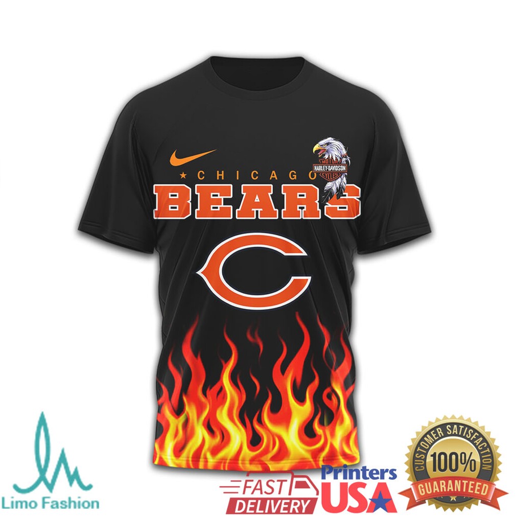 Chicago Bears Official NFL Eagle Harley Davidson 3D Shirt - Limotees LLC